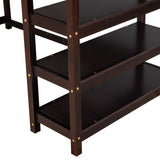 Twin Size Loft Bed with Storage Shelves and Under-bed Desk, Espresso(OLD SKU:SM000245AAP-1) - Home Elegance USA