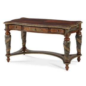 Villa Valencia Writing Desk in Classic Chestnut with Marble Pedestal Legs – Aico Furniture