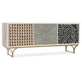 Jaiden Three Door Credenza in Bone Inlay Light Wood - Hooker Furniture