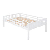 Full Over Twin & Twin Bunk Bed, Wood Triple Bunk Bed with Drawers and Guardrails, White (OLD SKU: LP000143AAK) - Home Elegance USA