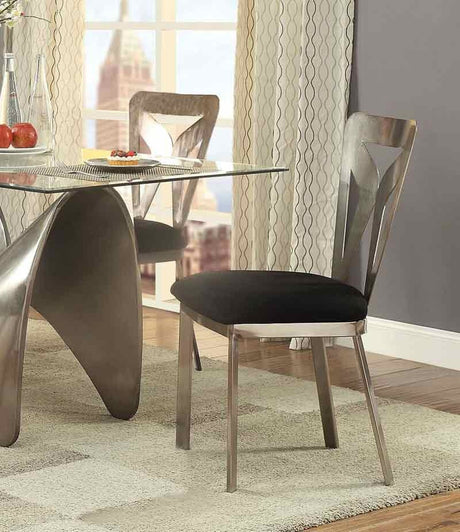 Acme Furniture - Widforss Black Mfb & Antique Silver Plated Side Chair (Set-2) - 72322