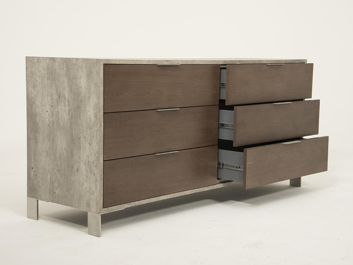Vig Furniture Nova Domus Conner Modern Dark Walnut & Faux Concrete Dresser
