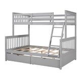 Twin-Over-Full Bunk Bed with Ladders and Two Storage Drawers(Gray)( old sku:LT000165AAE） - Home Elegance USA