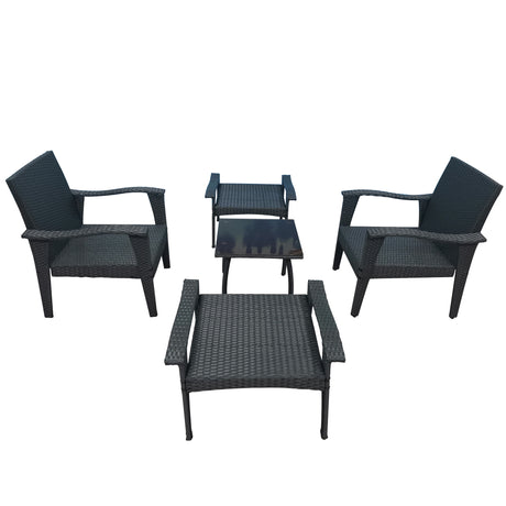 Patio Furniture Outdoor Chair And Ottoman 5 Pieces Rattan Seating Group with Cushions