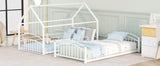 Twin Over Twin Metal Bunk Bed With Slide,Kids House Bed White - Home Elegance USA