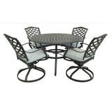 Aluminum 5-Piece Round Dining Set With 4 Swivel Rockers, Gray