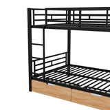 Metal Full Size Convertible Bunk Bed with 2 Drawers, Black(Expected Arrival Time: 9.18)