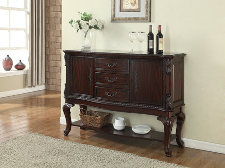 Traditional 1-Pc Rich Brown Finish Storage Side Board Antique Cabriole Legs Living Room Furniture - Home Elegance USA