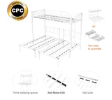 Triple twin bunk bed, can be separated into 3 twin beds - Home Elegance USA