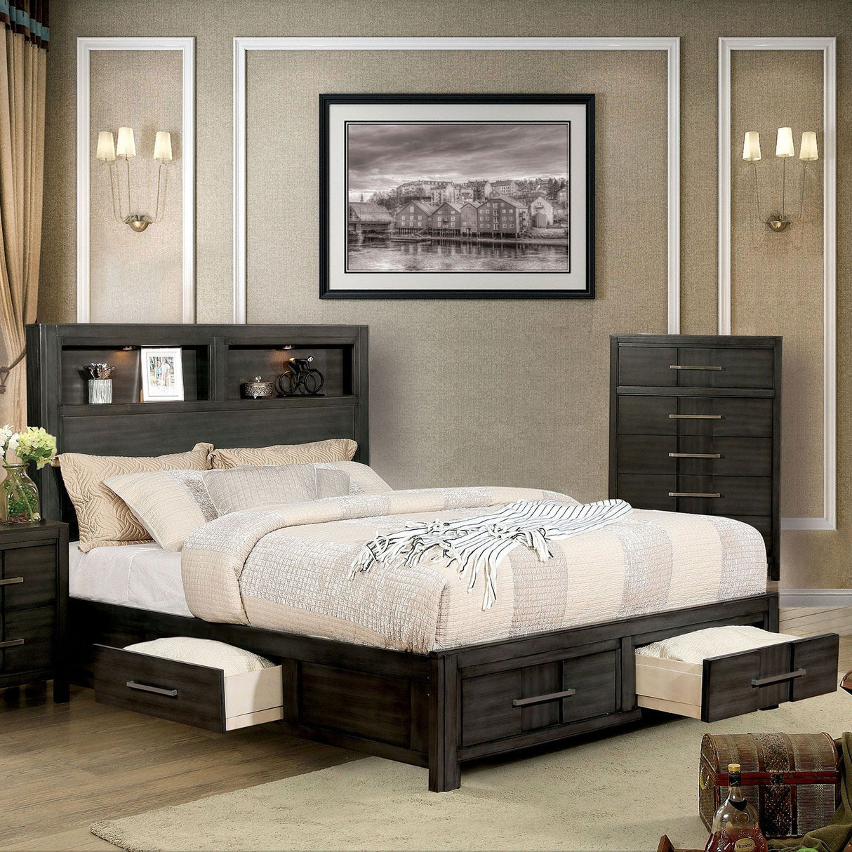 Karla - Eastern King Bed - Gray - Home Elegance USA