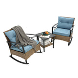 3pcs rocking rattan set wholesale leisure chair outdoor rattan rocking chair set