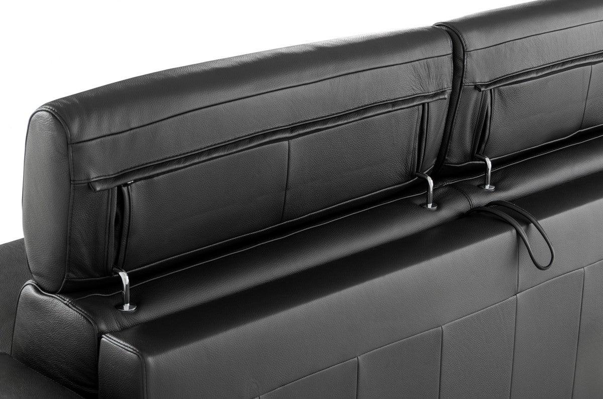 Vig Furniture - Estro Salotti Sacha Modern Black Leather Reversible Sofa Bed Sectional W- Storage - Vgntsacha-Blk