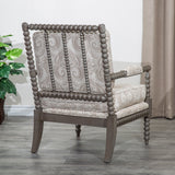 Spindle Chair, Weathered Gray, Taupe Paisley - Home Elegance USA