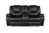 Hong Kong 3 Piece Power Reclining Sofa Set made with Faux Leather in Black Home Elegance USA