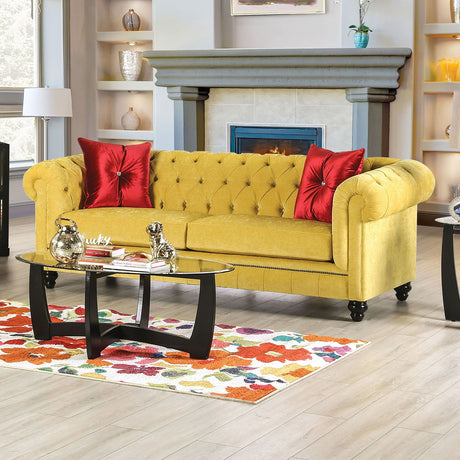 Eliza - Sofa & Loveseat - Royal Yellow / Red - Home Elegance USA