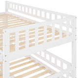 Twin-Over-Twin-Over-Twin Triple Bed with Built-in Ladder and Slide, Triple Bunk Bed with Guardrails, White(OLD SKU: LP000051AAK) - Home Elegance USA