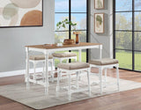 5 Piece Counter Height Dining Set - Brown And White - Home Elegance USA