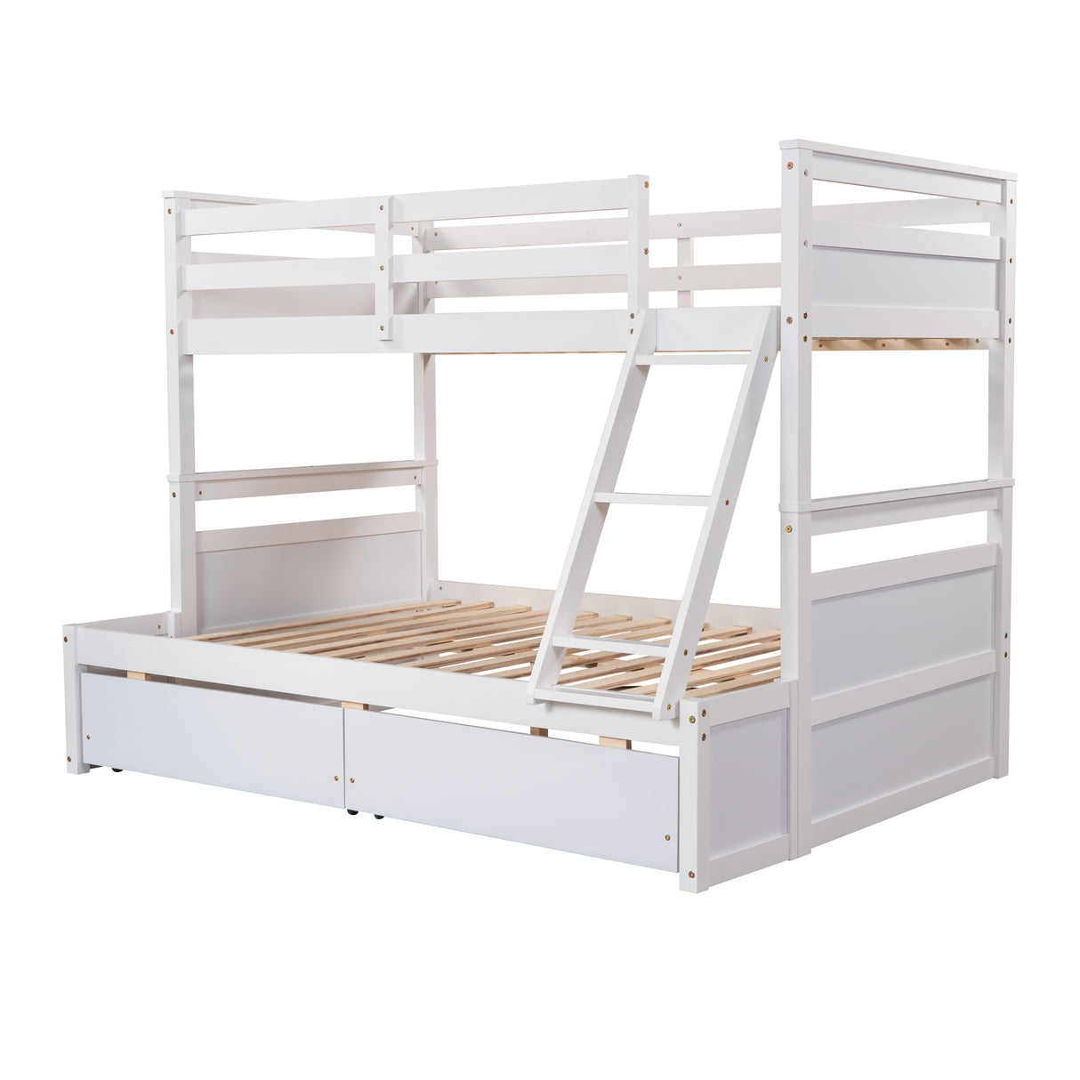 Twin over Full Bunk Bed with Storage - White(OLD SKU :LP000022AAK) - Home Elegance USA