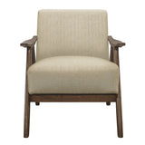 Modern Home Furniture Light Brown Fabric Upholstered 1pc Accent Chair Walnut Finish Wood Cushion Back and Seat Furniture - Home Elegance USA