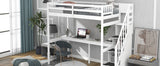 Twin Size Loft Bed with Storage Staircase and Built-in Desk, White (Old SKU:GX000903AAK) - Home Elegance USA