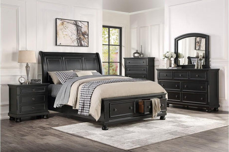 Homelegance - Laurelin 5 Piece Eastern King Platform With Storage Bedroom Set In Black - 1714Kbk-1Ek-5Set