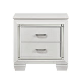 Glamorous Design Bedroom Furniture 1pc Nightstand of 2x Drawers White Finish Faux Alligator Embossed Textured Fronts - Home Elegance USA