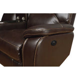 Hong Kong Power Reclining Sectional made with Faux Leather in Brown - Home Elegance USA