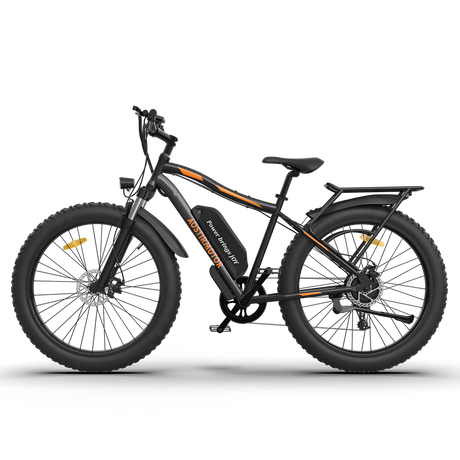 AOSTIRMOTOR S07-B 26" 750W Electric Bike Fat Tire P7 48V 12.5AH Removable Lithium Battery for Adults with Detachable Rear Rack Fender(Black)