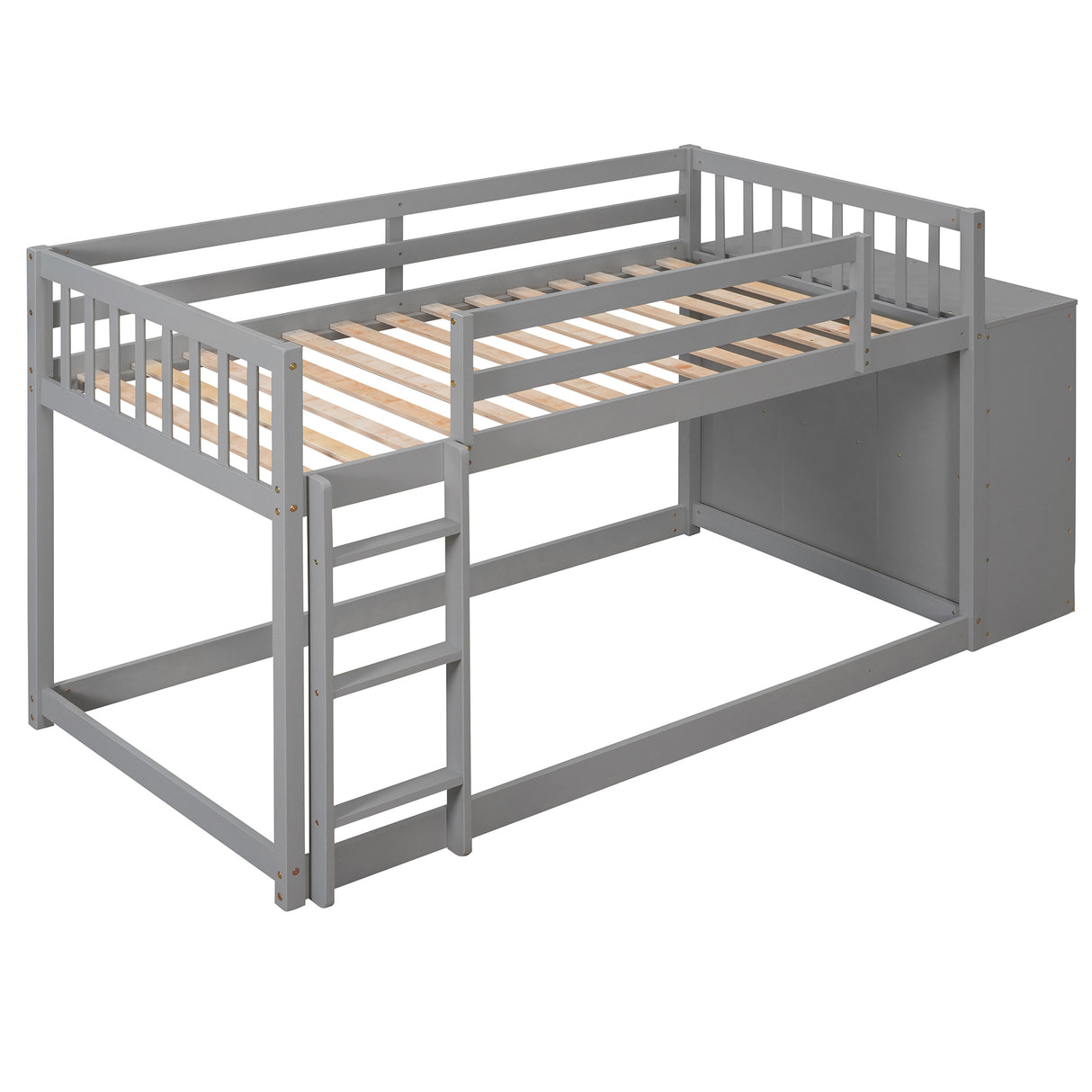 Twin over Twin Bunk Bed with 4 Drawers and 3 Shelves-Gray（OLD SKU: LP000067AAE） - Home Elegance USA