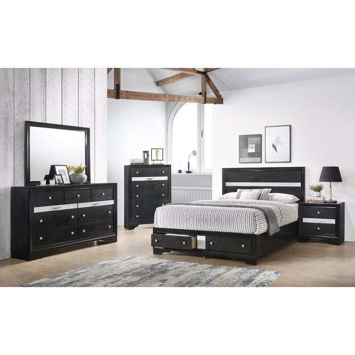 Traditional Matrix King Size Storage Bed in Black made with Wood - Home Elegance USA