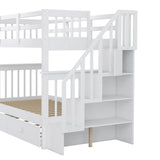 Stairway Twin-Over-Twin Bunk Bed with Twin size Trundle for Bedroom, Dorm, Adults, White( old sku: LP000209AAK ) - Home Elegance USA