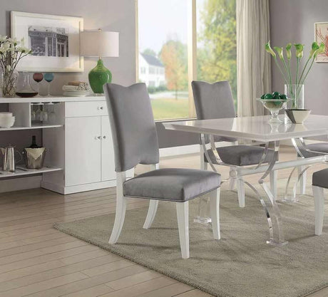 Acme Furniture - Martinus Gray Fabric & White Side Chair (Set-2) - 74722