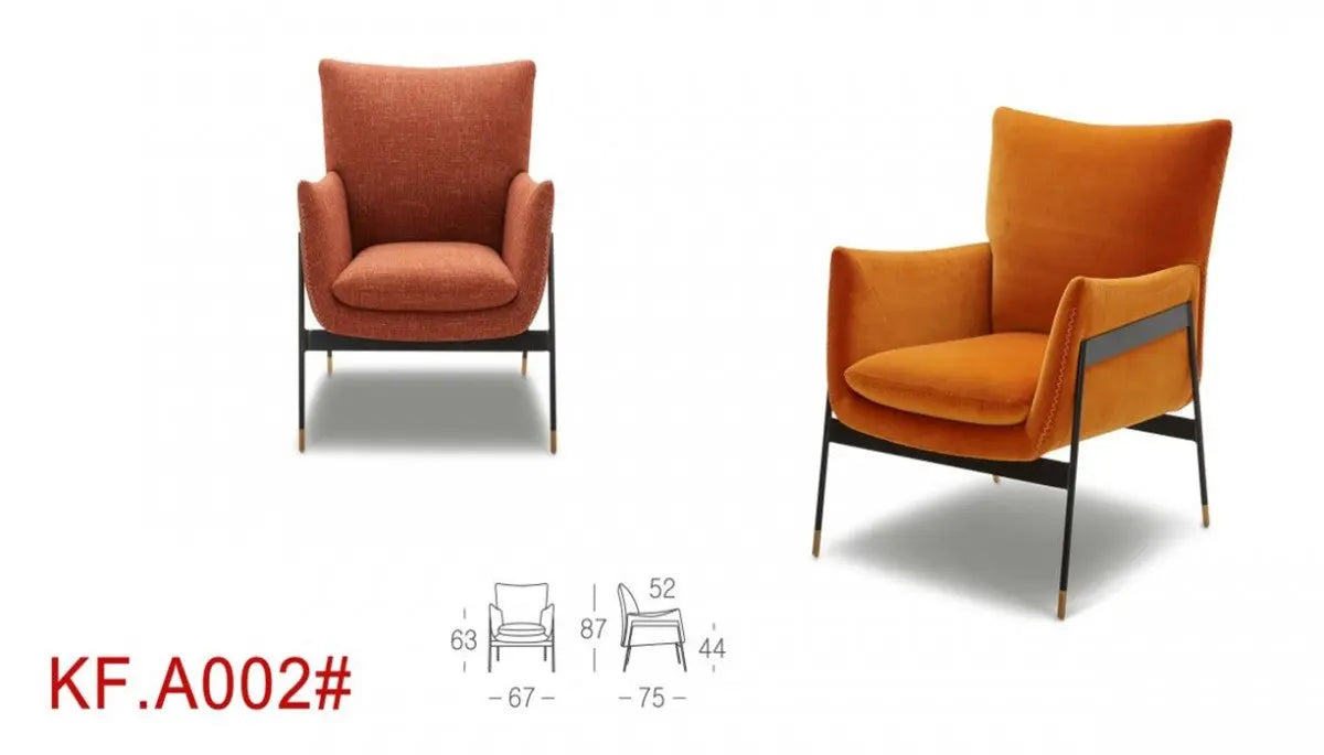 Vig Furniture - Divani Casa Joseph Modern Orange Fabric Accent Chair - Vgkkkf.A002-Org