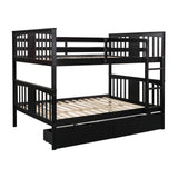 Full over Full Bunk Bed with Drawers and Ladder for Bedroom, Guest Room Furniture-Espresso(OLD SKU :LP000205AAP) - Home Elegance USA