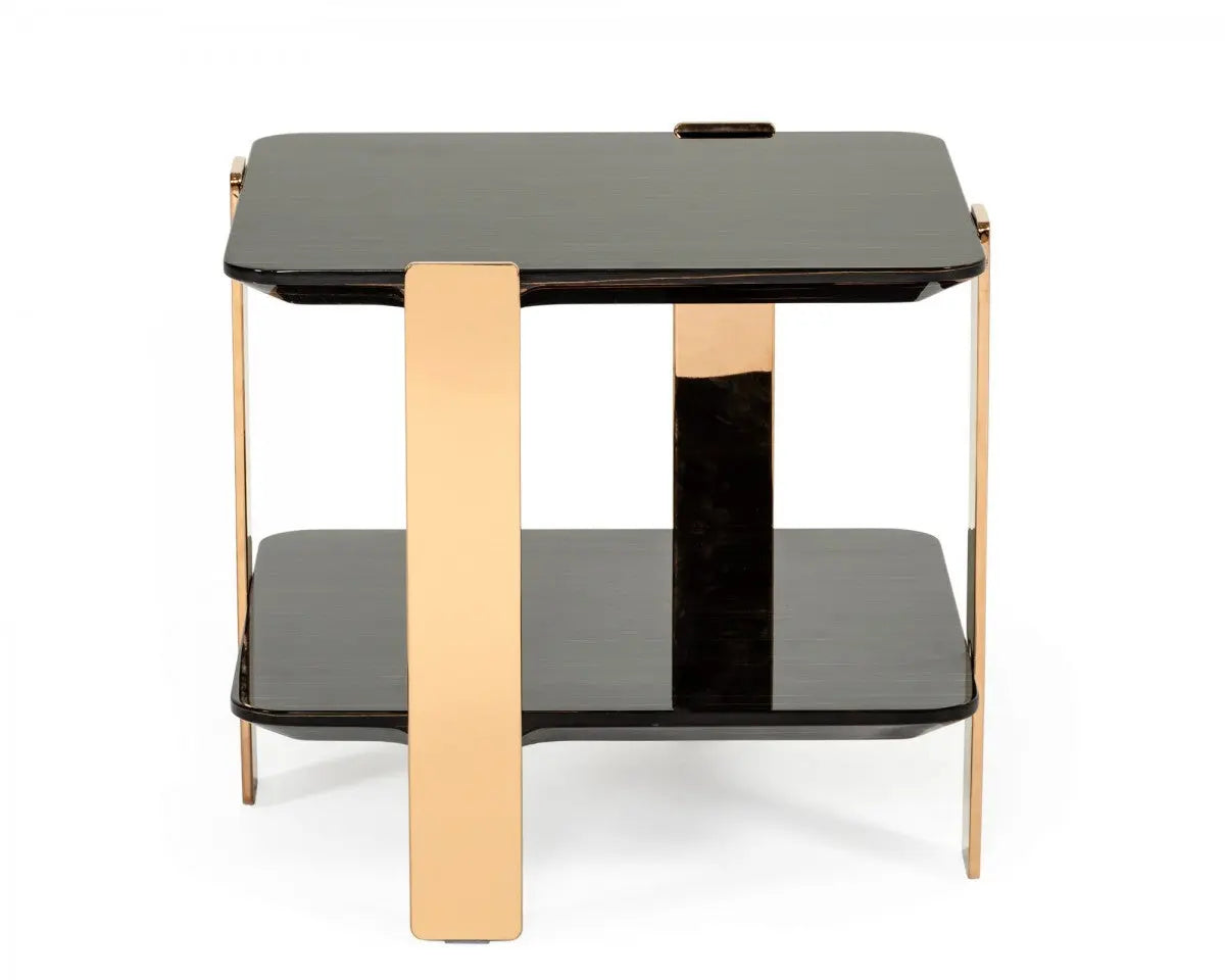 Vig Furniture - Modrest Leroy Modern Ebony & Rosegold End Table - Vghb280B-Ebn