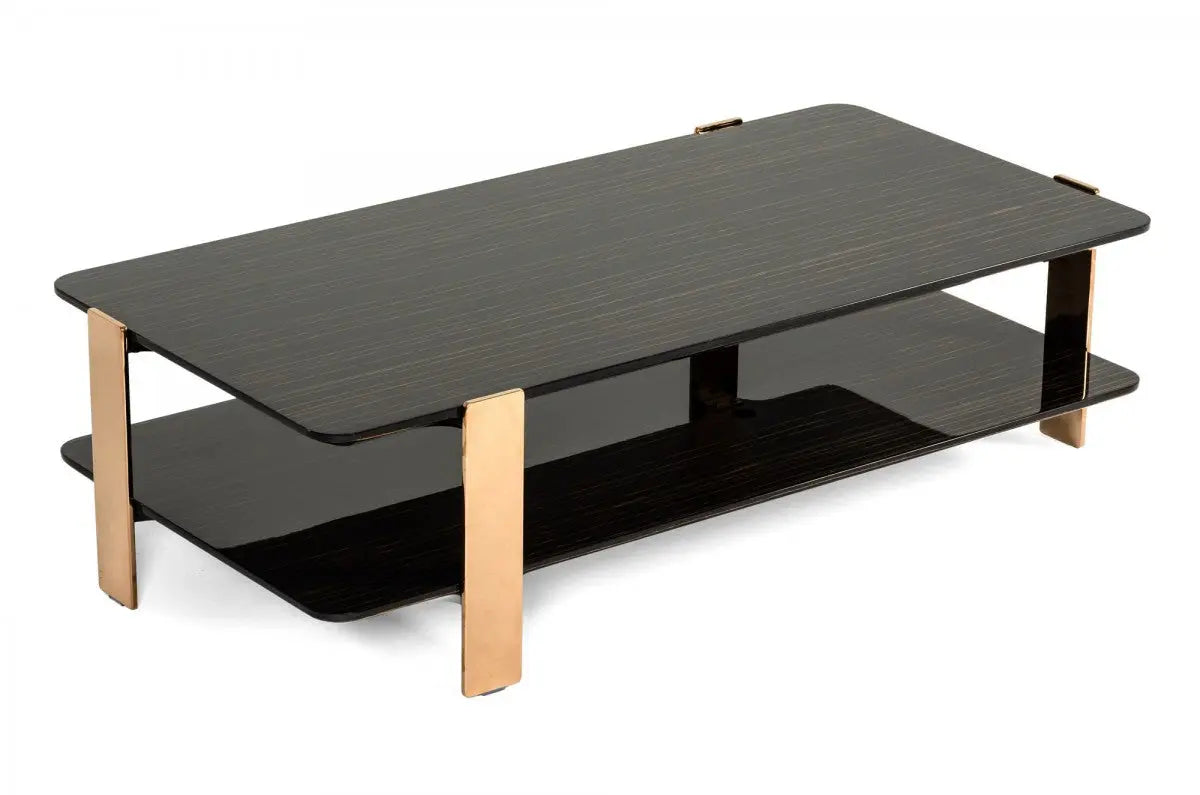 Vig Furniture - Modrest Leroy Modern Ebony & Rosegold Coffee Table - Vghb280D-Ebn