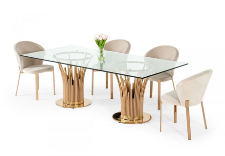 Vig Furniture - Modrest Paxton Modern Glass & Rosegold Dining Table - Vgvct817L