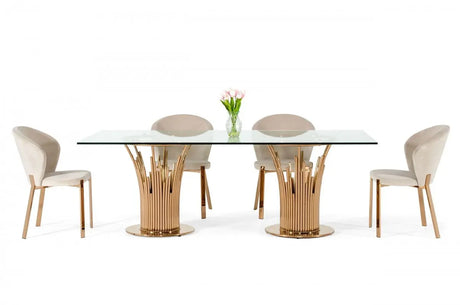 Vig Furniture - Modrest Paxton Modern Glass & Rosegold Dining Table - Vgvct817L