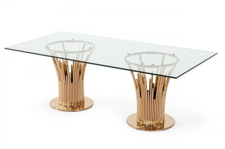 Vig Furniture - Modrest Paxton Modern Glass & Rosegold Dining Table - Vgvct817L