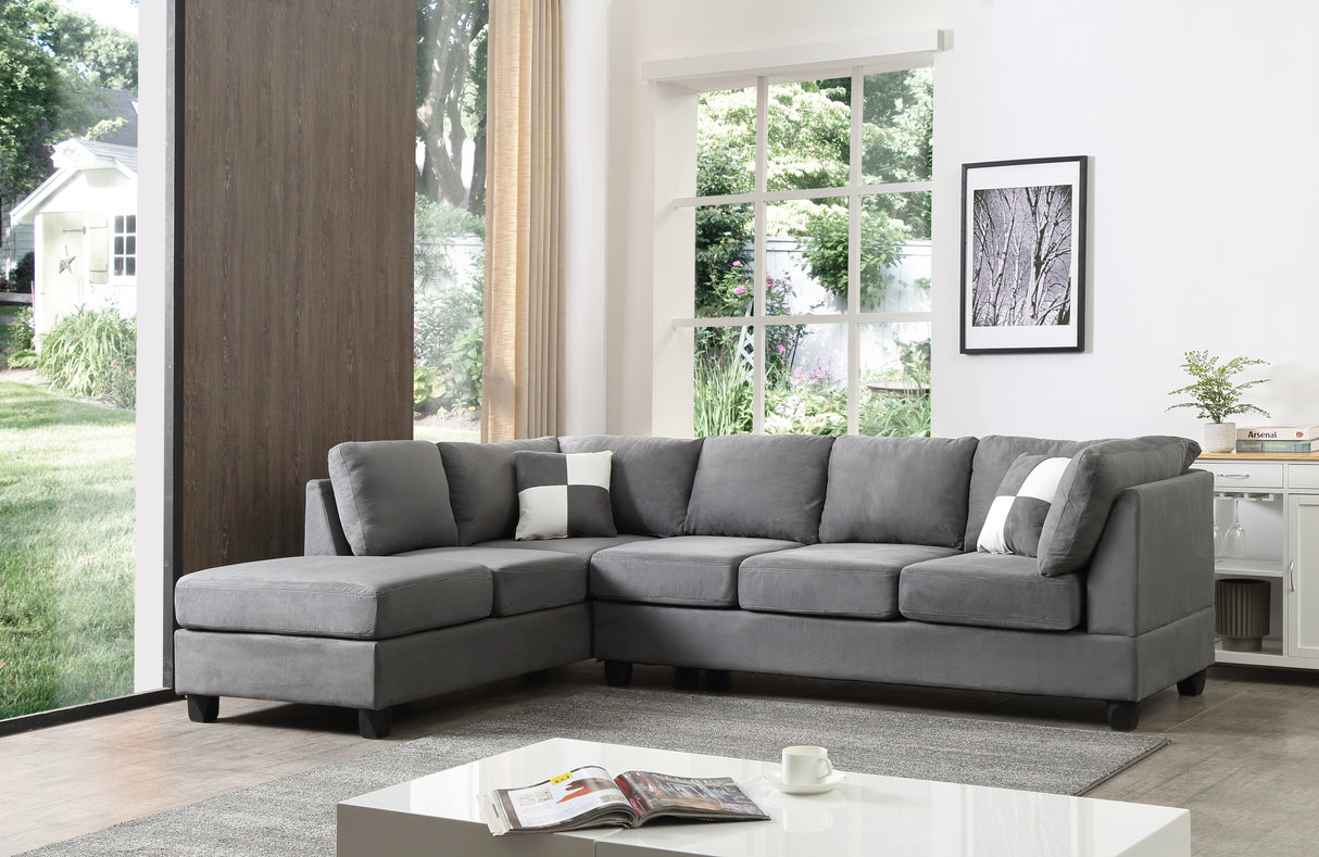 Glory Furniture Malone G633B-SC Sectional ( 3 Boxes) , GRAY - Home Elegance USA