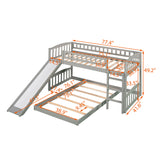 Twin Over Twin Bunk Bed with Slide and Ladder, Gray(OLD SKU :LP000514AAE) - Home Elegance USA