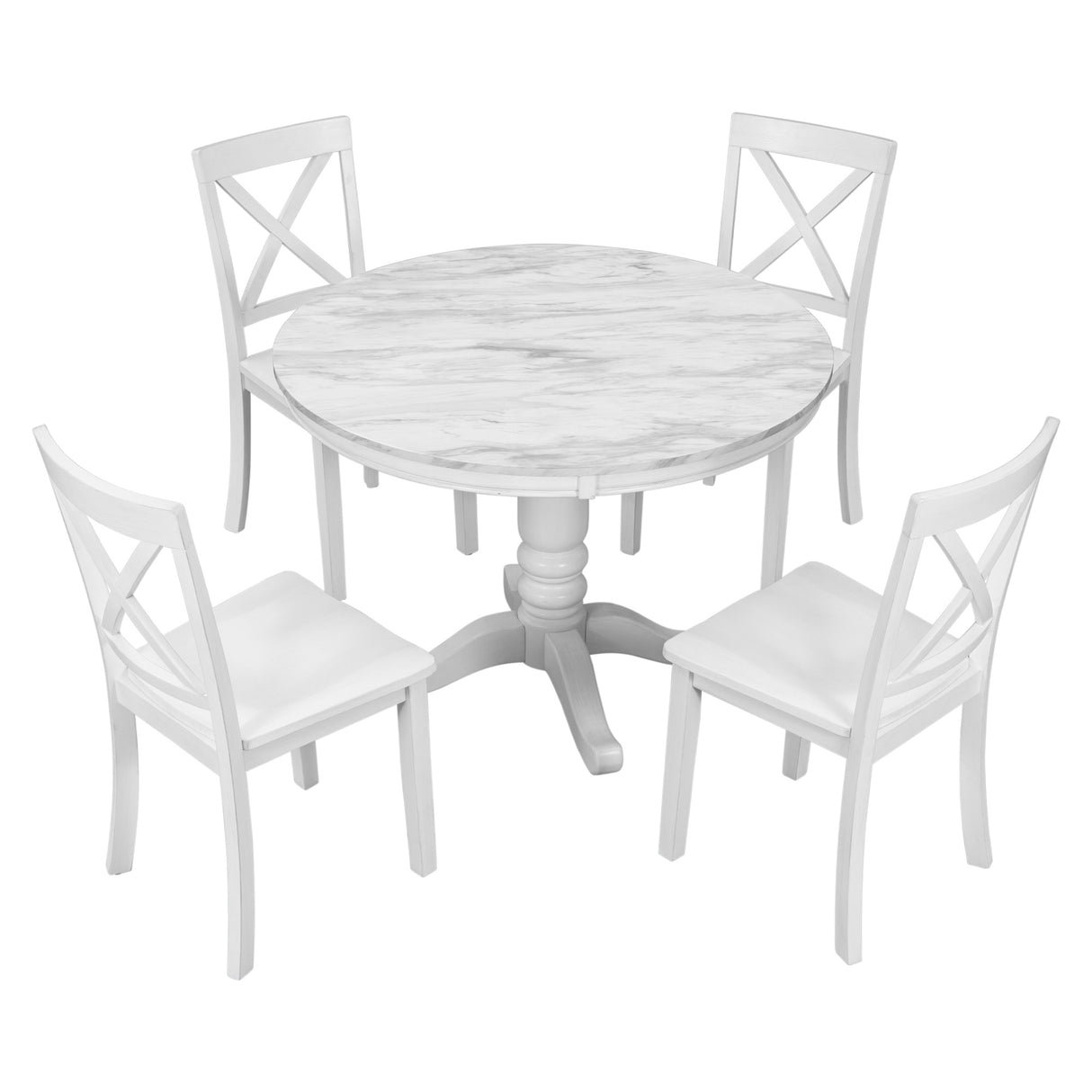 Orisfur. 5 Pieces Dining Table and Chairs Set for 4 Persons, Kitchen Room Solid Wood Table with 4 Chairs - Home Elegance USA