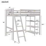 Loft Bed with Storage Shelves, Pine Wooden Loft Bed , No Box Spring Needed,Twin,White - Home Elegance USA