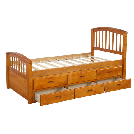 ORISFUR. Twin Size Platform Storage Bed Solid Wood Bed with 6 Drawers - Home Elegance USA