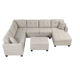 121.3" Oversized Sectional Sofa with Storage Ottoman, U Shaped Sectional Couch with 2 Throw Pillows for Large Space Dorm Apartment - SG000870AAA - image - 13