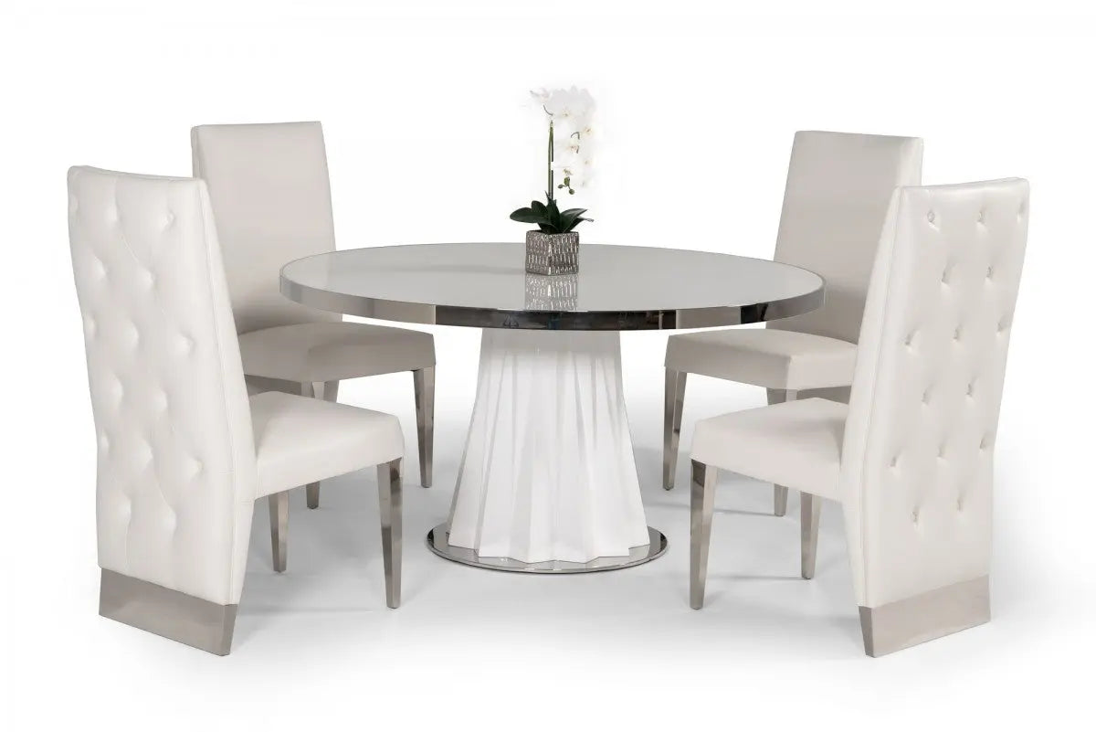 Vig Furniture - Modrest Cabaret Modern White Round Dining Table - Vgvct1799