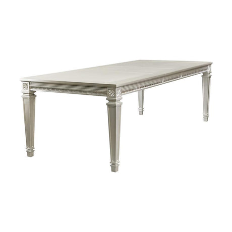 Modern Glam Design 1pc Dining Table with Extension Leaf Silver Finish Acrylic Inset Framing Dining Room Furniture - Home Elegance USA