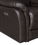 Top-Grain Leather Motion Sofa in Coffee - Contemporary Style, Reclining Footrests, USB Port Home Elegance USA