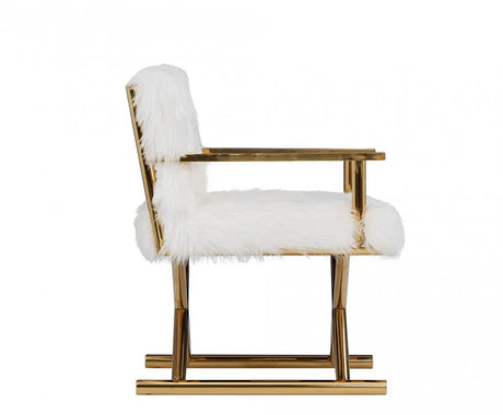 Vig Furniture - Modrest Corley Modern White Faux Fur & Gold Accent Chair - Vgrh-Rhs-Ac-401-Wht