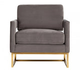 Vig Furniture - Modrest Edna Modern Grey Velvet & Gold Accent Chair - Vgrh-Rhs-Ac-201-Gry